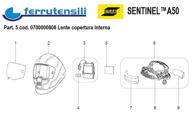 INSIDER COVER LEANS 100X64 SENTINEL A50 ESAB