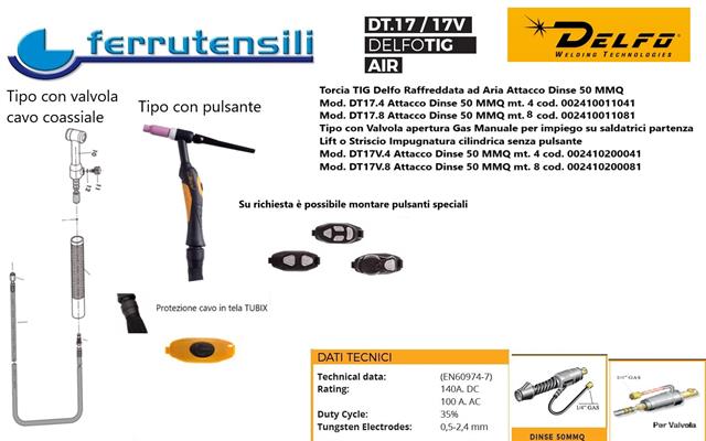 TORCIA TIG DELFO M.4 DT17-4D RIVESTIMENTO TUBIX D50/70