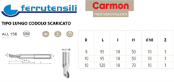 FRESA CARMON 1TG ALL158 HSS+5Co COD.Ømm.10mm.