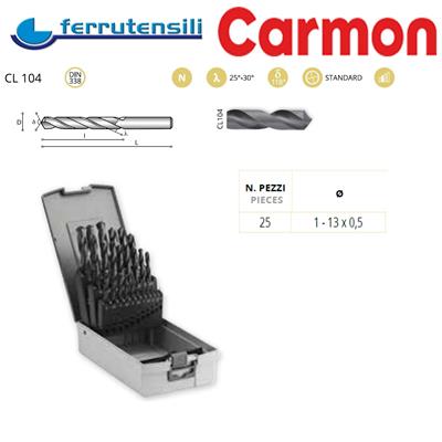 KIT PUNTE CARMON CL104 HSS DIN338 BLACK mm. 1-13X0,5 25PZ.