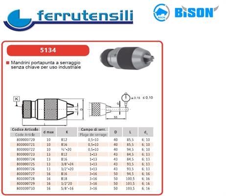 MANDRINO BISON 5134-10-B16 EKO MM. 1-10