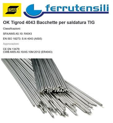 BARRETTE TIG ESAB OK TIGROD 4043 (AlSI) 3,2X1000