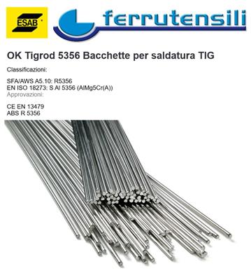 BARRETTE TIG ESAB OK TIGROD 5356 (AlMg5) 2,0X1000