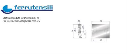 STAFFA ANTICADUTA CON SICUREZZA H=58 L=75