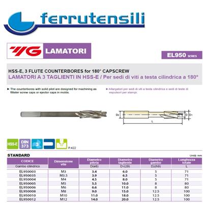 LAMATORI YG1 STD 180° Z3 HSS-E STD DIN373 M