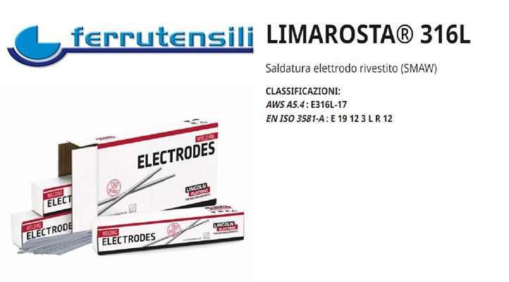 LIMAROSTA E316L-17 ELETTRODO LINCOLN  DIAM. MM. 2,5X350