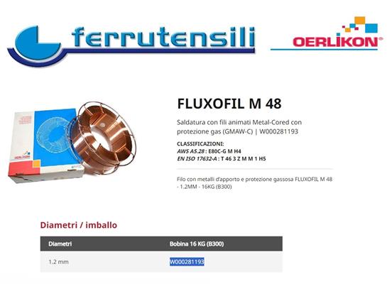 FILO ANIMATO OERLIKON FLUXOFIL M48 Ø 1,2 KG. 16