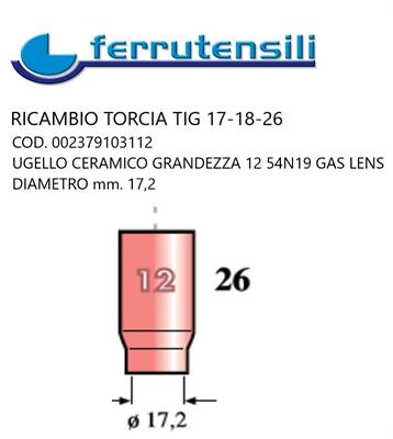 UGELLO ALLUMINIA GAS LENS GR.12-54N19