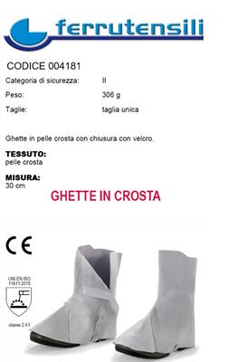 GHETTE IN PELLE CROSTA SALDATORE CHIUSURA VELCRO