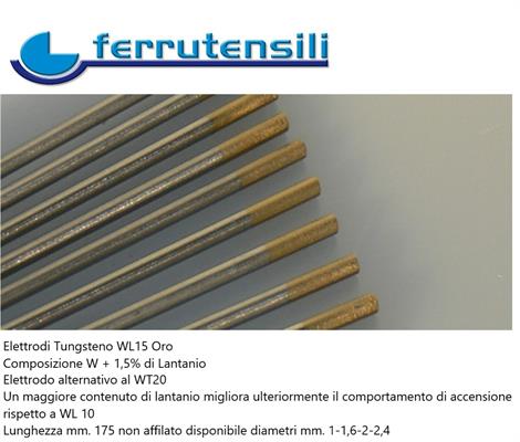 TUNGSTENO TIG WL15 LANTANIO1,5% Ø 1,00 L=175 ORO