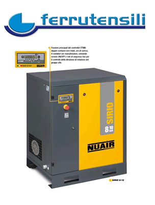 COMPRESSORE NUAIR SIRIO 16-10 A VITE TRASM. A CINGHIA HP20