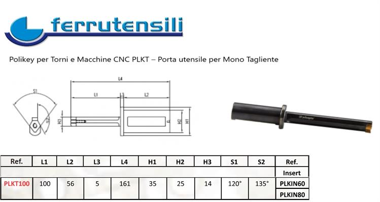 PLKT100 UTENSILE CNC POLIANGOLAR STROZZATURA